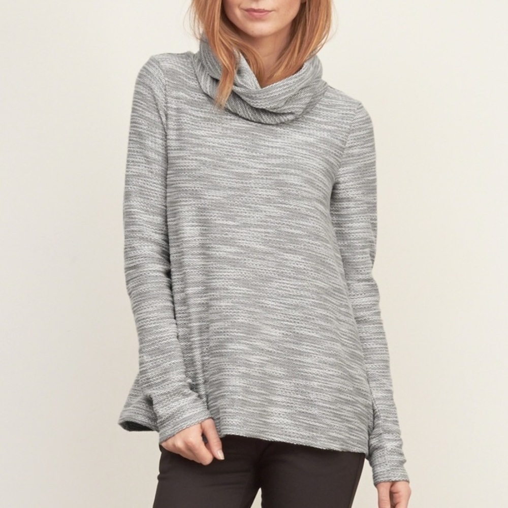 A&F gray metallic cowl neck sweater swing top xs